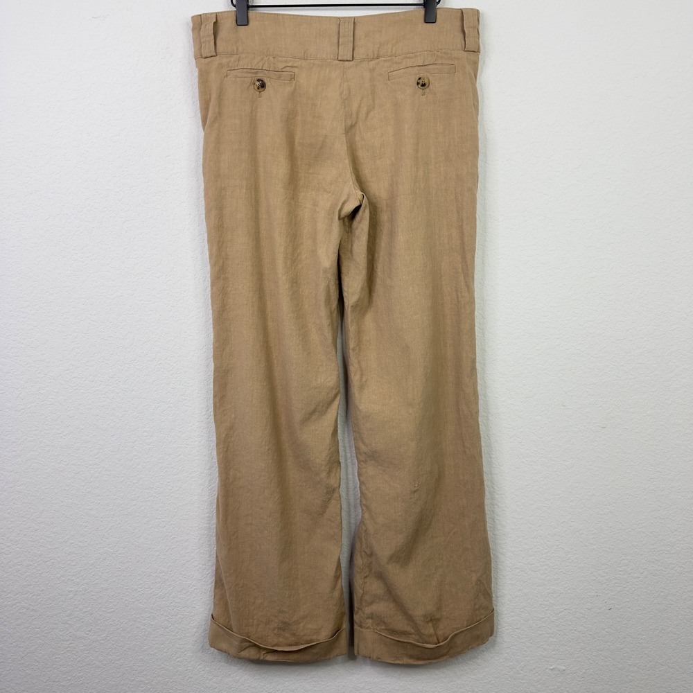 Burberry Pants Women 8 Brown Linen Blend Wide Leg Quiet Luxury Minimalist Career - Picture 2 of 8